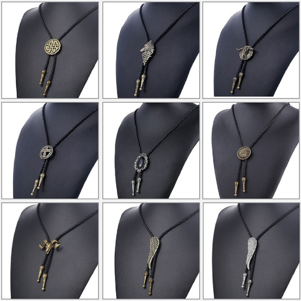 Men's Necklace Casual Business 26 Styles Bolo Tie Vintage Leather Necklace Male Dropship Wholesale Jewelry Gifts for Men UNM10