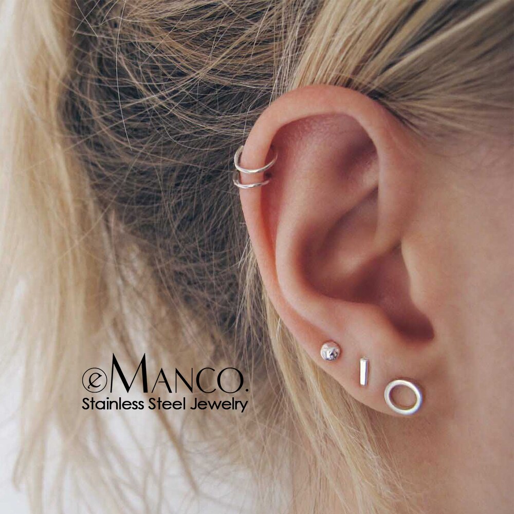 e-Manco korean stainless steel earrings set minimalist stud earrings for women hypoallergenic earrings stainless steel jewelry