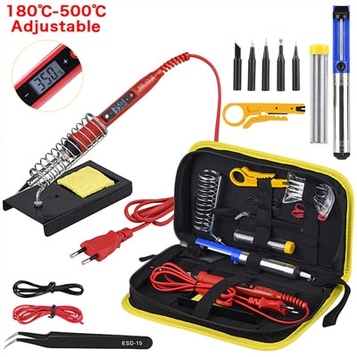 JCD Soldering iron kit adjustable temperature 220V 80W LCD solder welding tools Ceramic heater soldering tips Desoldering Pump