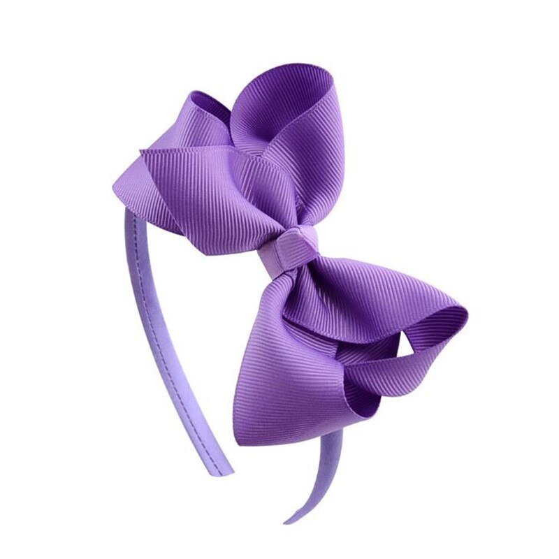 4 inch Children Girls Lovely Hair Bow Hairband Hair Accessories Kids Solid Color Simple Festival Bow Ties Headwear Wholesale