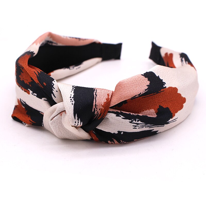 Vintage Bohemian Ethnic Satin Leopard Knotted Hairband Knot Headband customized Hair Accessories