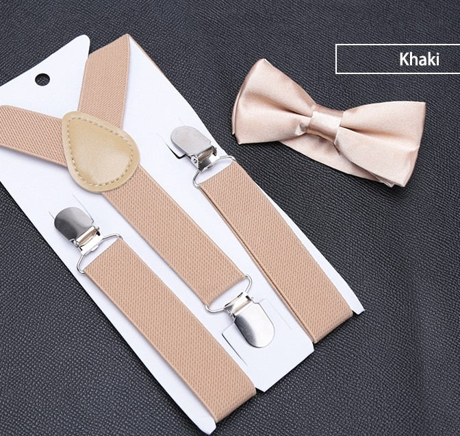 Kids Suspenders with Bowtie Fashion Children Bow Tie Set Boys Braces Girls Adjustable Suspenders Baby Wedding Ties Accessories