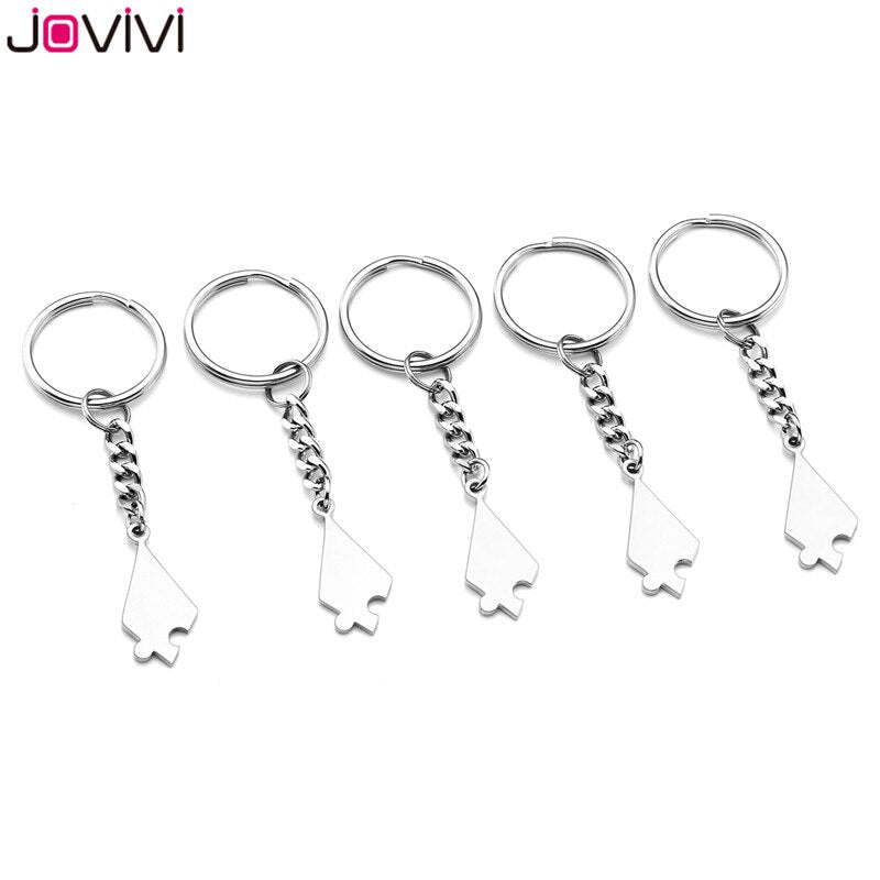 Jovivi Stainless Steel 5/6 Piece Key Ring Best Friends BFF Keychains Friendship Puzzle Piece Charm Gift Key Chain Jewelry.