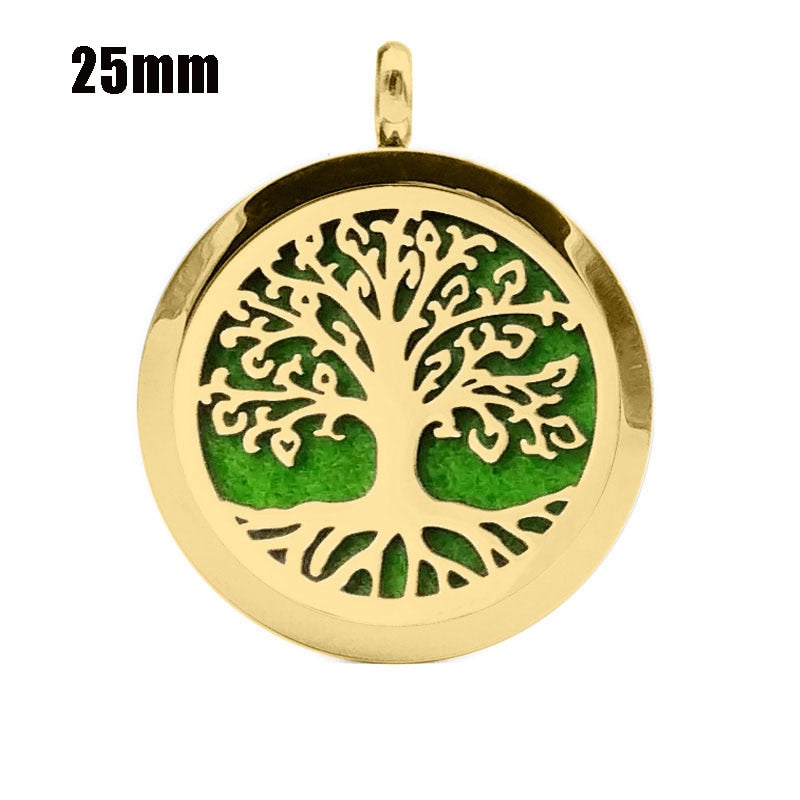 Tree Hollowed Magnetic Aromatherapy Diffuser  Pendant Chain Necklace Stainless Steel Perfume  Essential Oil Locket Necklace