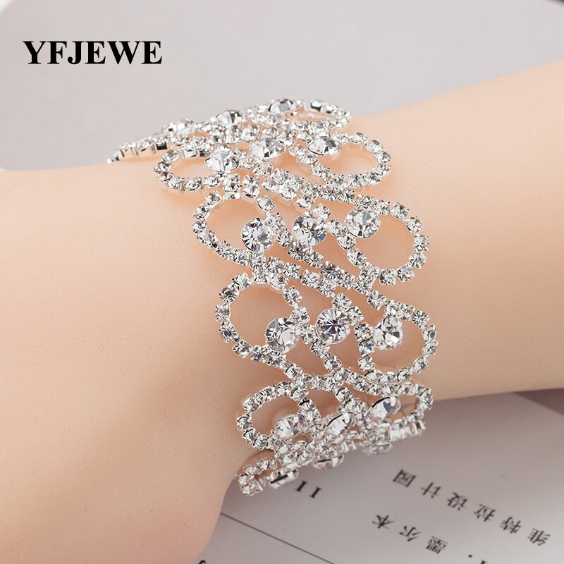 YFJEWE Fashion Charm Bracelets &amp; Bangles for Women Luxury Rhinestone Crystal Bridal Wedding Accessories Jewelry Wholesale B149