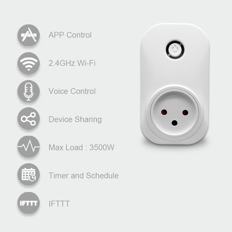 Tuya Smart Life Wifi Socket Israel Plug 16A App Remote Control Voice Control with Google Home Alexa Echo Timer the Devices