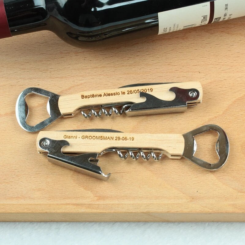 Custom Engraved Bottle Opener Corkscrew Knife Personalized Best Man Gift Groomsman Gift House Warming Gift Wedding Favor Gift