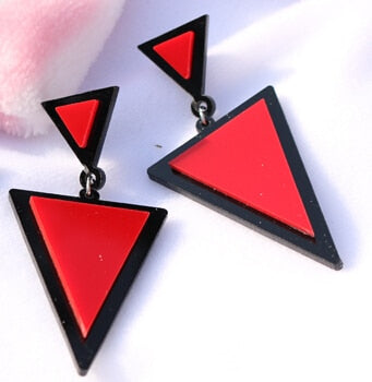 Brand Earing Fluorescent Colorful Triangle Earrings Stud Earrings For Women Crystal Pearl Earrings Fashion Jewelry Wholesale