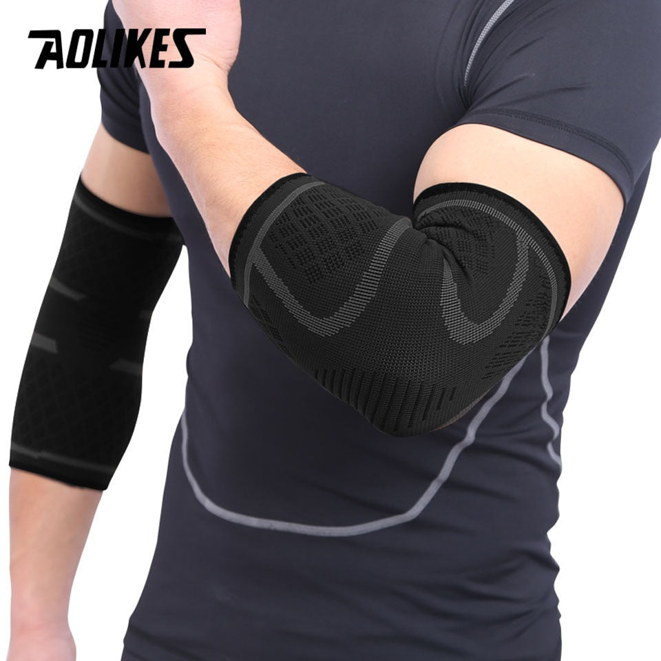 AOLIKES 1 Pair Elastic Elbow Pads Basketball Tennis Elbow Support Protector Gear Breathable Elbow Brace Sport Safety Accessories