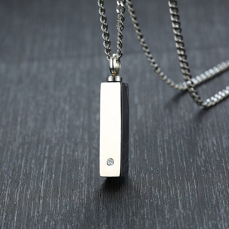 Vnox Mens Free Personalized Cuboid Bar Necklace with Birthstone Name Pendants for Women Cremation Urn Necklace Custom Jewelry