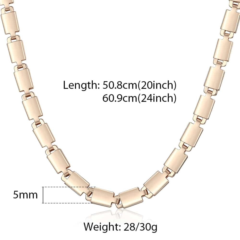 Davieslee Chain Necklace for Women Men 585 Rose Gold Color Necklace for Women Men Foxtail Hammered Bismark Chain 3-8mm DCNN1