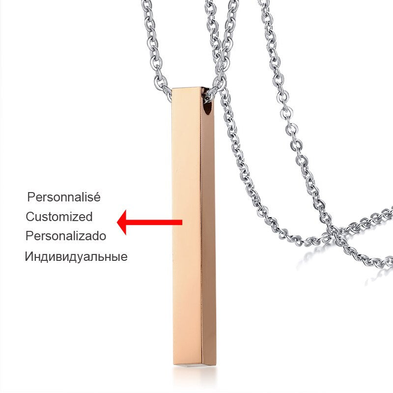 Vnox Square Bar Personalized Custom Name Necklace Women Jewelry Russian French 100 Language