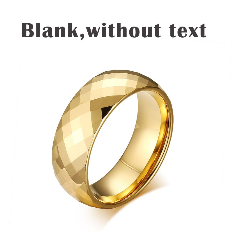 Vnox Men Ring Tungsten Jewelry Gold Color Custom Name Wedding Gift US size 7 8 9 10 11 12 13