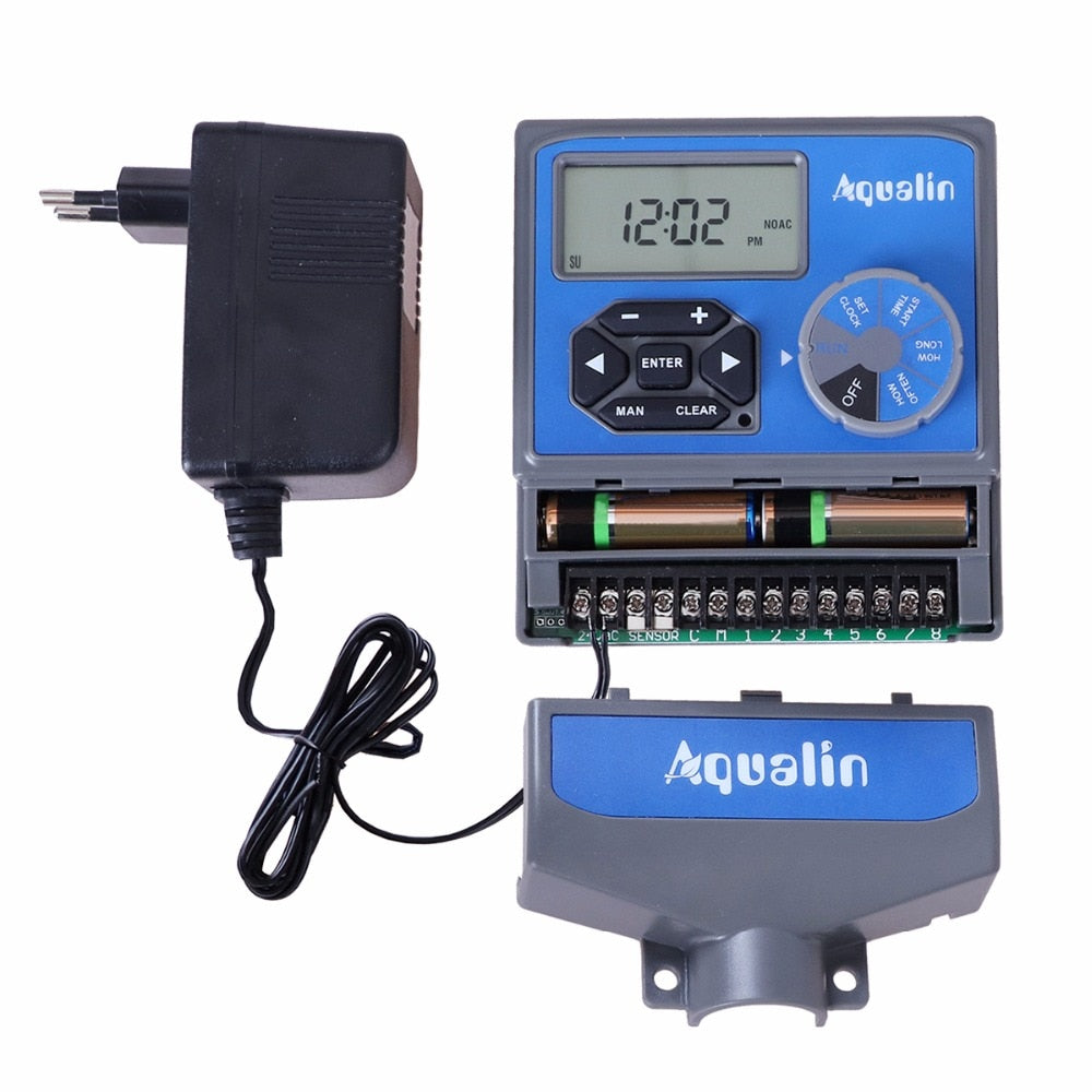 8 Stations Garden Automatic Irrigation AC 230V Input Controller Water Timer Watering System with EU standard  Transformer #10468