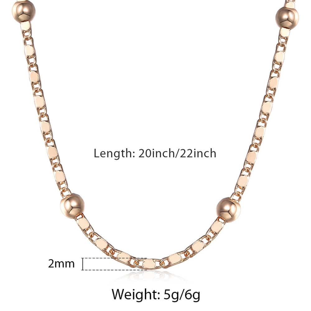 Davieslee Chain Necklace for Women Men 585 Rose Gold Color Necklace for Women Men Foxtail Hammered Bismark Chain 3-8mm DCNN1