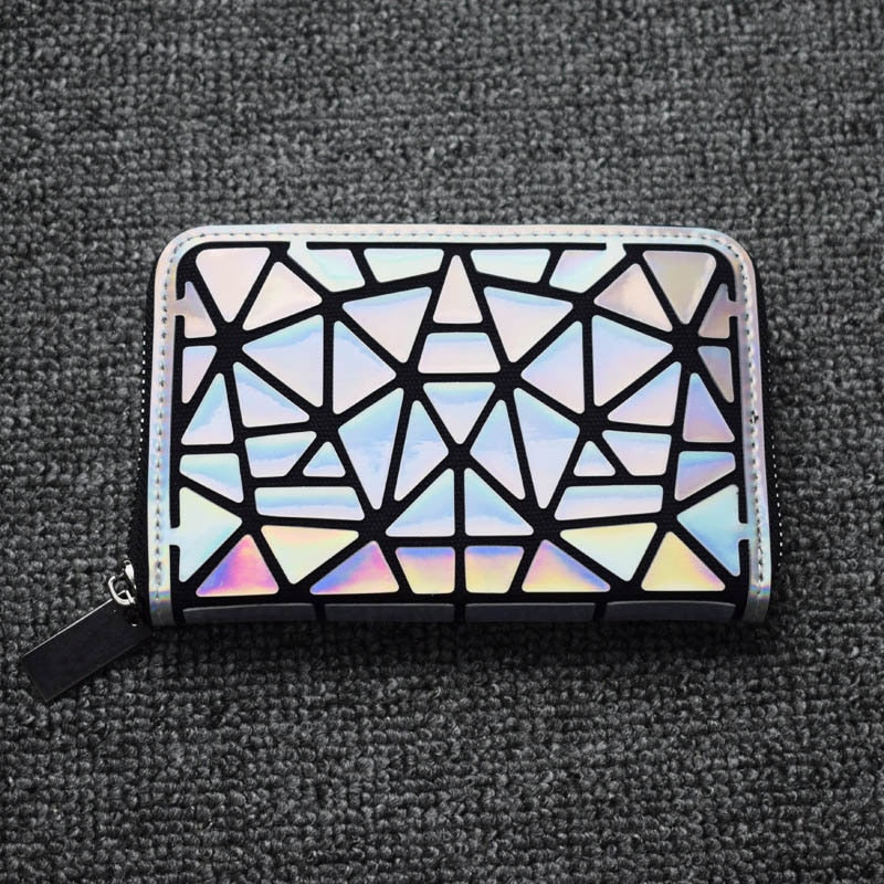 New Women Long Clutch Wallets Purse Geometry Luminous Diamond Lattice Standard Wallets Zipper Female Wallet Card Holder Carteira