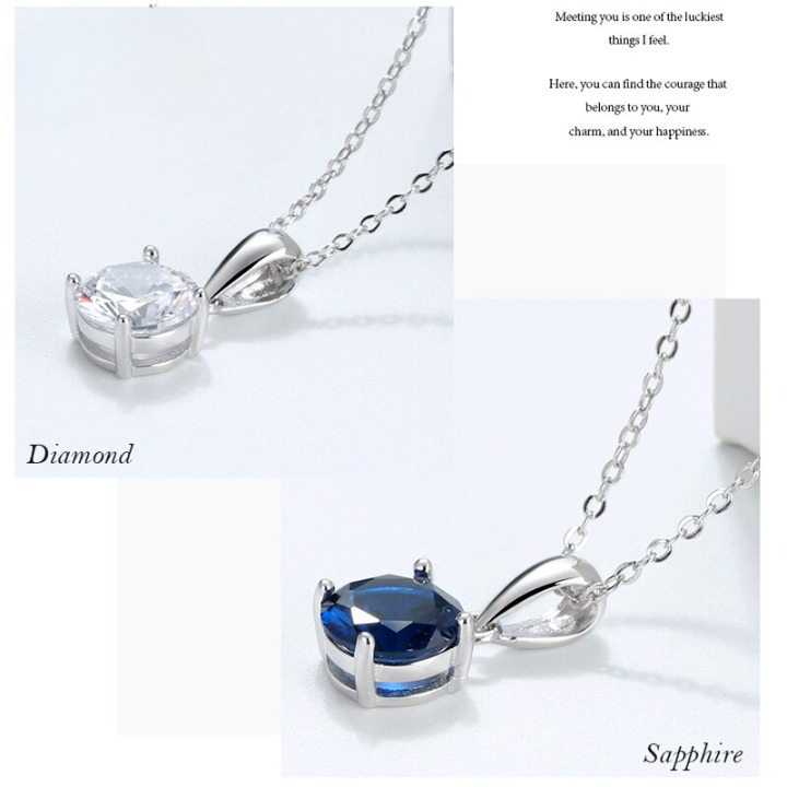 Real 925 Sterling Silver Pendant Necklace Lucky Birthstone Multi Color Zircons Stud Necklaces Women Jewelry BN118