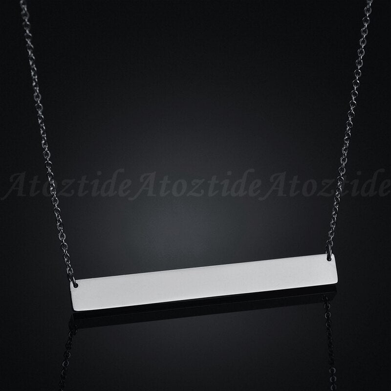 Atoztide Personalized Name Stainless Steel Bar Necklace For Women Gold Color Chain Necklace Customized Letters Nameplate Jewelry