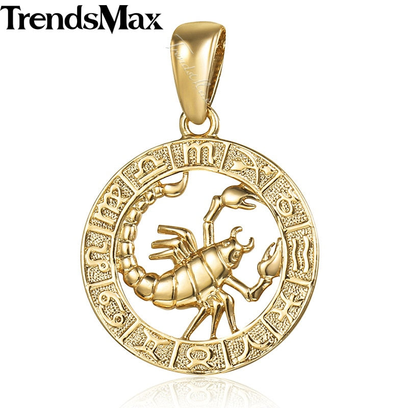 Women Men Scorpio Zodiac Sign Necklace 585 Rose Gold Color Pendant Necklace Fashion Jewelry Gifts Wholesale GP278D