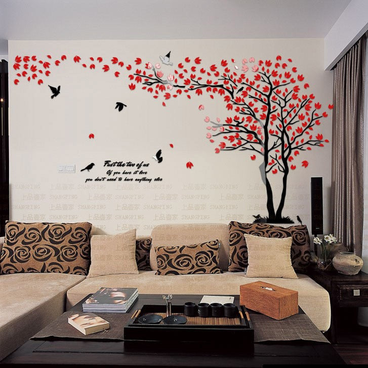 Big size Lovers Tree Acrylic Wall Stickers for Living room TV Sofa  Wall 3D art Decoration Accessories Home decor