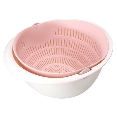 Kitchen Silicone Double Drain Basket Bowl Washing Storage Basket Strainers Bowls Drainer Vegetable Cleaning Colander Tool