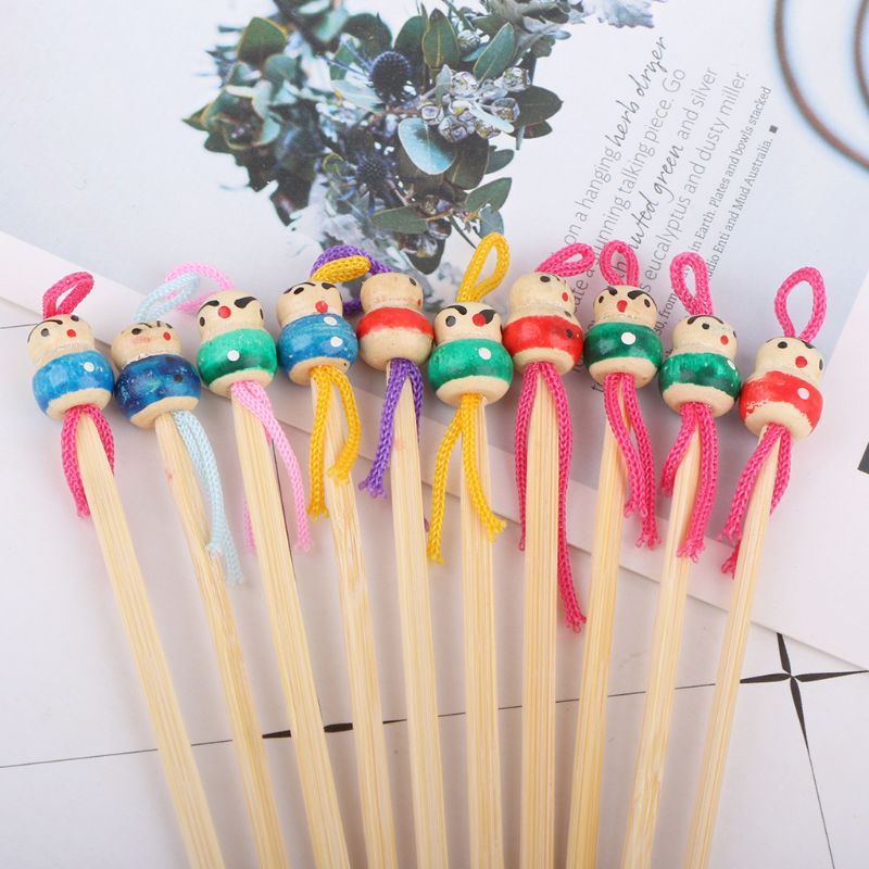 10Pcs Portable Cute Mini Doll Earpicks Wood Bamboo Ear Picks Wax Remover Cleaner Tool Health Care Ear Care New