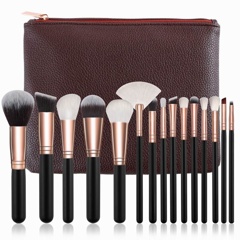 RANCAI 10/15pcs Professional Make-up Brushes Set Makeup Power Brush Make Up Beauty Tools Soft Synthetic Hair With Leather Case