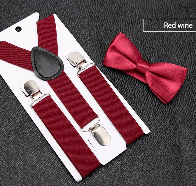 Kids Suspenders with Bowtie Fashion Children Bow Tie Set Boys Braces Girls Adjustable Suspenders Baby Wedding Ties Accessories