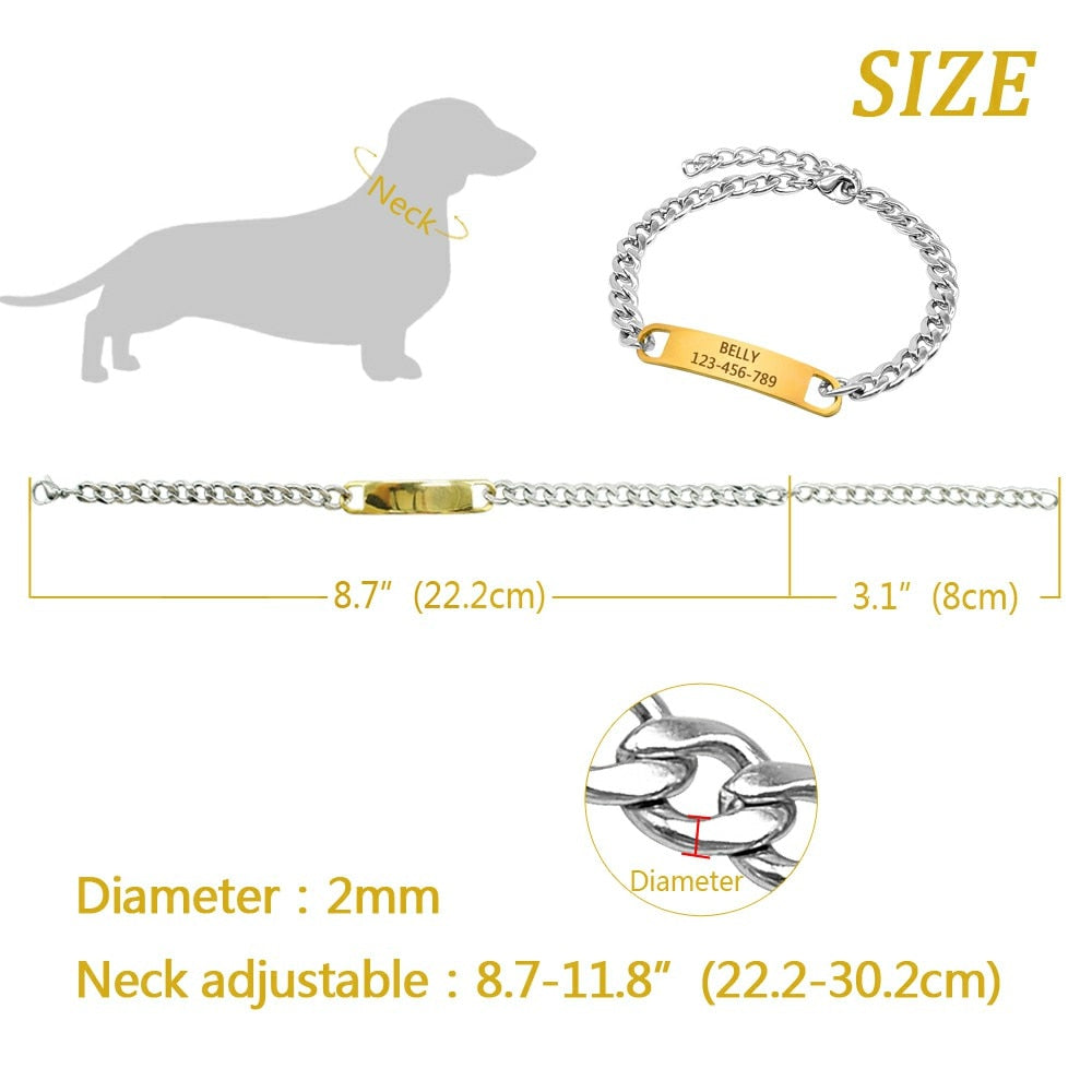 Pet personalized Custom Engraved Pet Collars for Small Dogs and Cats - Customized Nameplate Collars for small pets like Chihuahua and Yorkshire Breeds