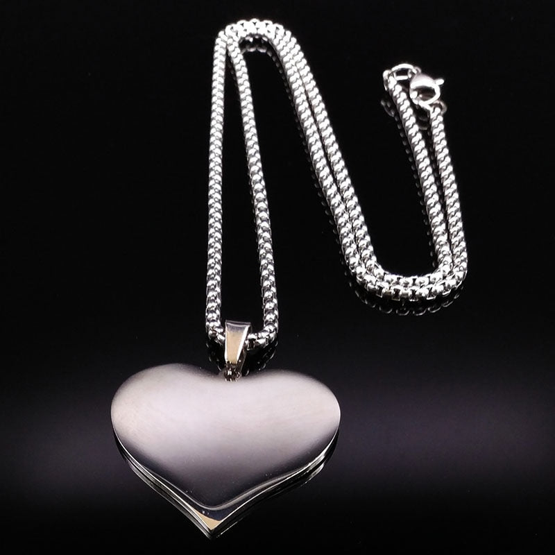 Fashion Horse Stainless Steel Choker Necklace for Men Silver Color Black Heart Necklace Jewelry colgante hombre N1048S01