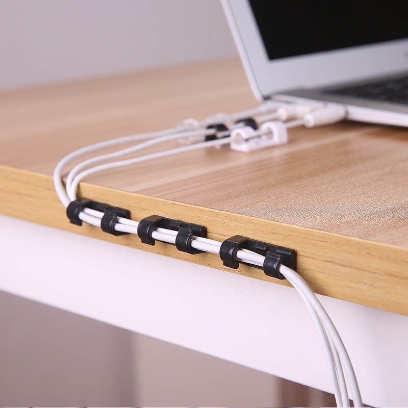 Self-adhesion Desk Organizers  Protector Ties Wire Cord Cable Clip  Management Wiring Accessories Cable Winder Holder Plastic