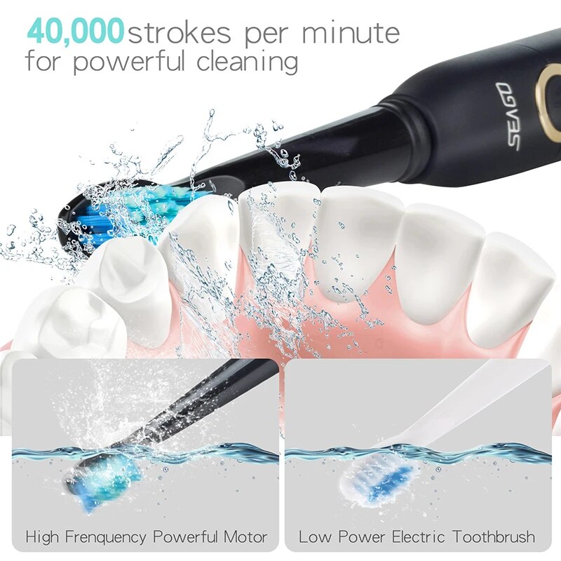 Ultrasonic Electric Toothbrush Sonic Wave Clean USB Rechargeable Toothbrushes With Replacement Brush Heads Seago 507 yunchi Y1