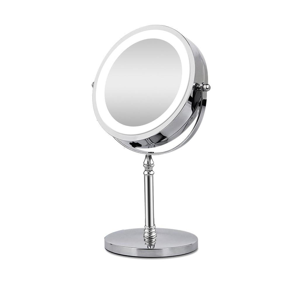 10X Magnifying Makeup Mirror With Light LED Cosmetic Mirrors Round Shape Desktop Vanity Mirror Double Sided Backlit Mirrors