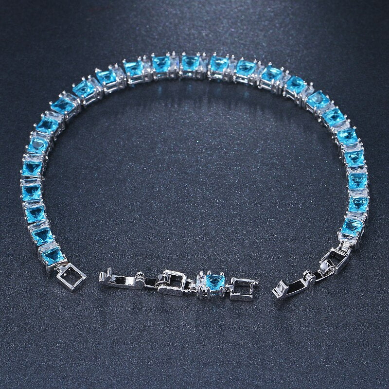 EMMAYA New CZ Cubic Zirconia Light Blue Neat Tennis Bracelet For Women New Year's Gifts Fashion Jewelry Bracciali