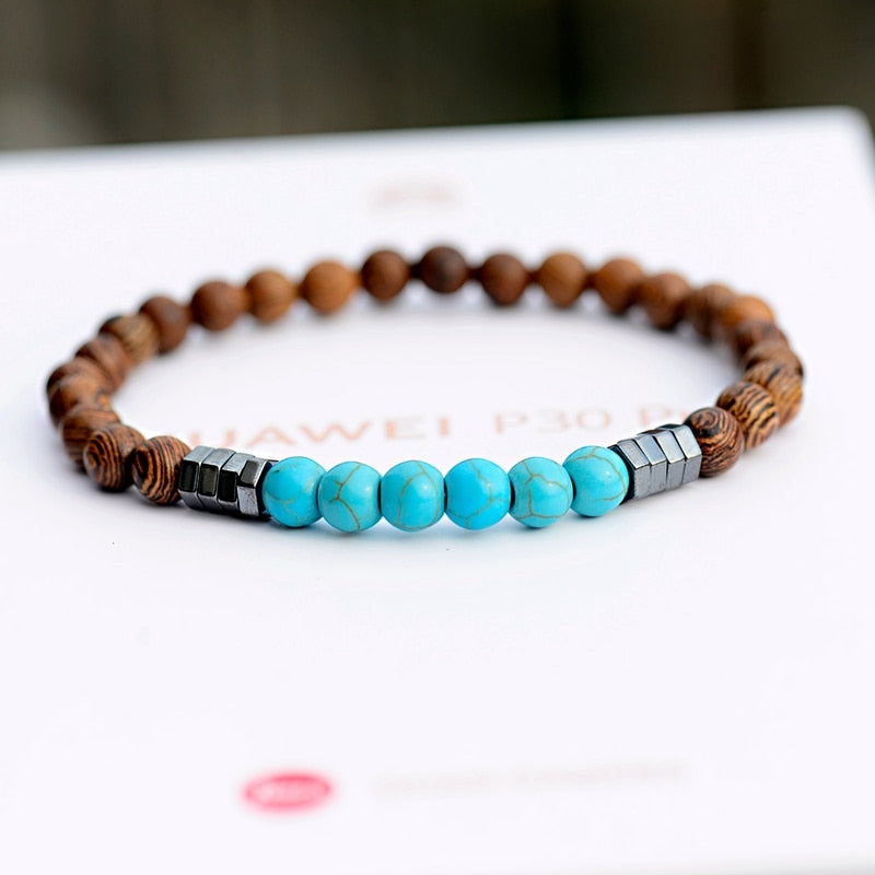 2020 Classic Women 6MM Natural Wood Beads Bracelet Men Ethnic Hematite Lava Stone Bracelet Homme Prayer Jewelry Yoga Bracelet