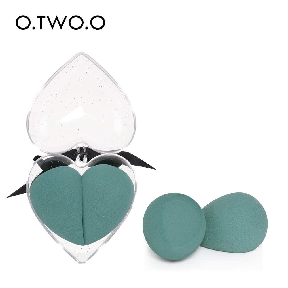 O.TWO.O 2pcs/set Makeup Sponge Heart-Shape Box Non-Latex Material Cosmetic Puff Powder Foundation Use Beauty Make Up Tools