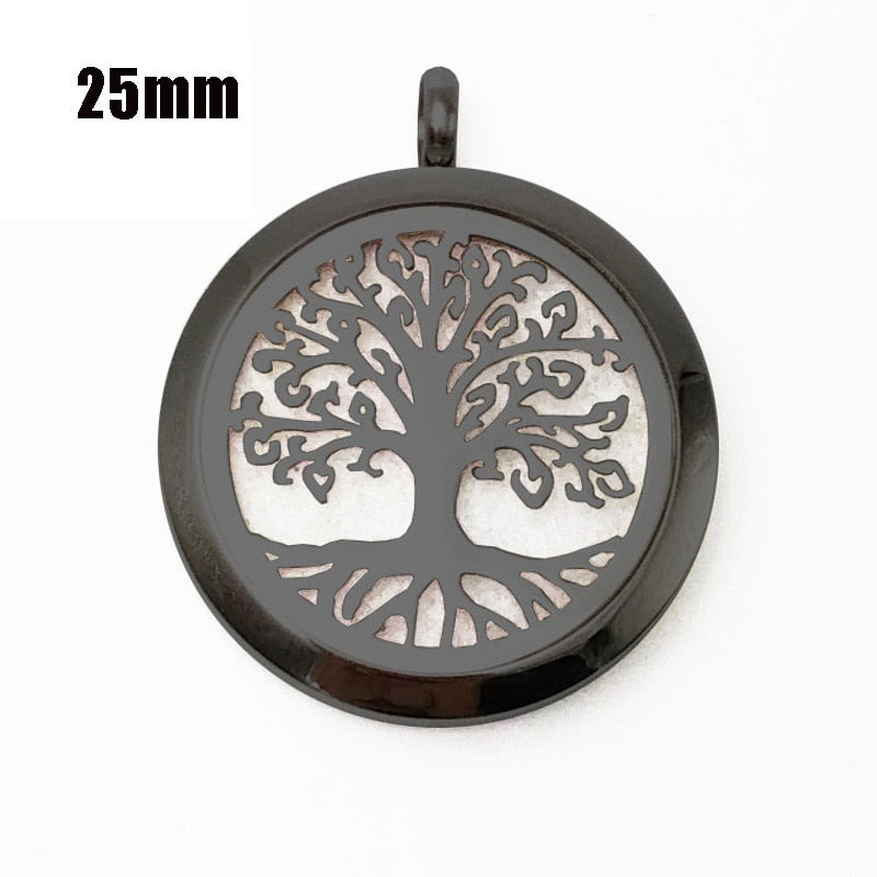 Tree Hollowed Magnetic Aromatherapy Diffuser  Pendant Chain Necklace Stainless Steel Perfume  Essential Oil Locket Necklace