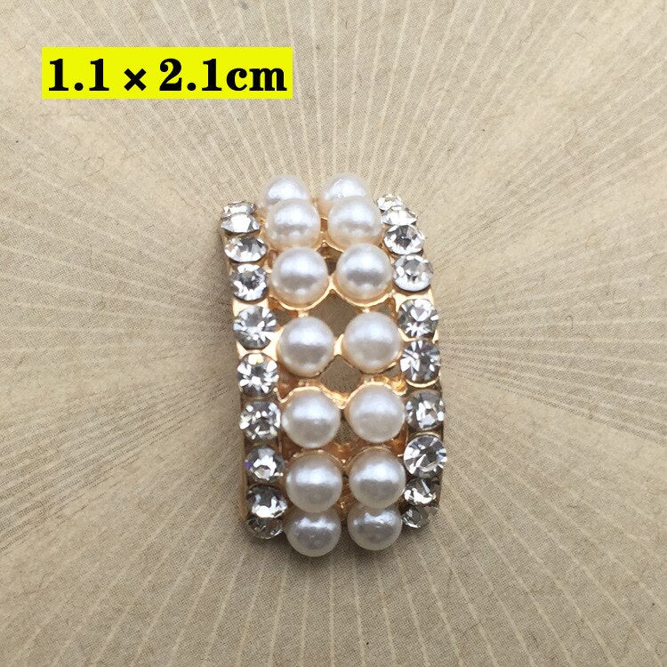 10pcs lot Craft Pearl Crystal Rhinestone Buttons Flower Round Cluster Flatback Wedding Embellishment Jewelry Craft