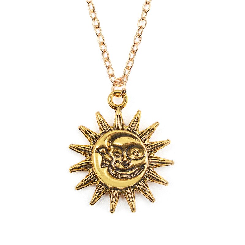 Cute Small Sun Pendant Necklace for Women Gold Color Necklace Chain Necklace Bohemian Collar Jewelry Girls Gifts