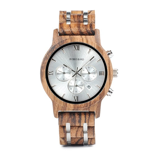 BOBO BIRD Wooden Watch Men relogio masculino Wood Metal Strap Chronograph Date Quartz Watches Luxury Versatile Timepieces Gifts