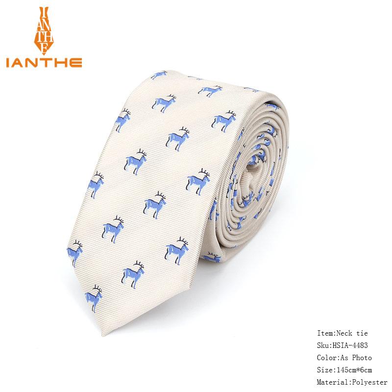 2018 Brand New Tie For Men Polyester Jacquard Animal Necktie for Wedding Business Suits 6cm Skinny Dot Neck Ties Slim Gravatas