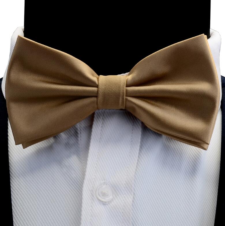 GUSLESON Silk Solid Pre-tied Bow Tie for Men Purple Black Yellow Double Fold Bow ties Waterproof Wedding Business Bowtie