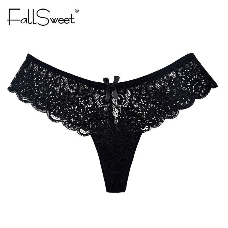 FallSweet 5pcs/Pack! Women Undewear Transparent Lace  G String Ultra Thin  Knickers Briefs Bow Tangas Bragas