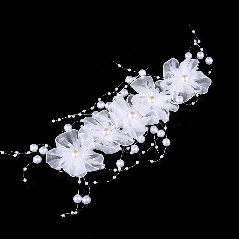 Bride Head bands Fashion Wedding Hair Accessories Pearl for Bride Red White Lace Crystal Tiara Floral Elegant Bridal Hair Jewelry