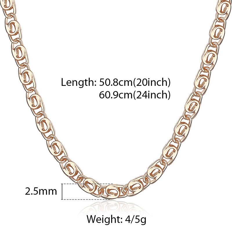 Davieslee Chain Necklace for Women Men 585 Rose Gold Color Necklace for Women Men Foxtail Hammered Bismark Chain 3-8mm DCNN1