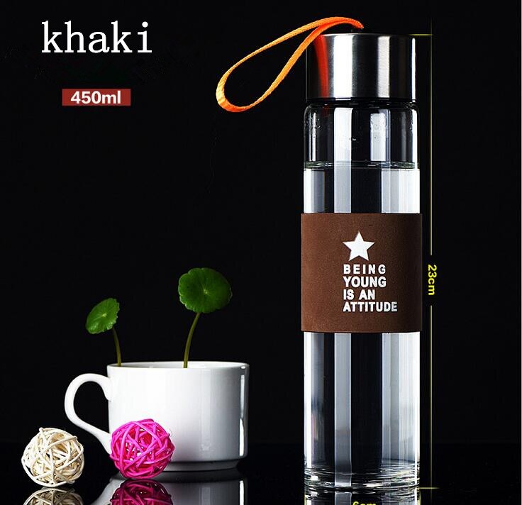 450ML High Quality Glass Water Bottle Travel Tea Cup With Infuser My Drinking Glass Bottle coupe bouteille en verre