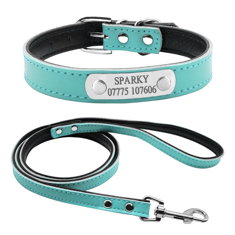 4 Colors Personalized Engraved Dog Collar Leash Set Customized Name Phone Metal Buckle Cat Puppy Pet  ID Collar XS S M