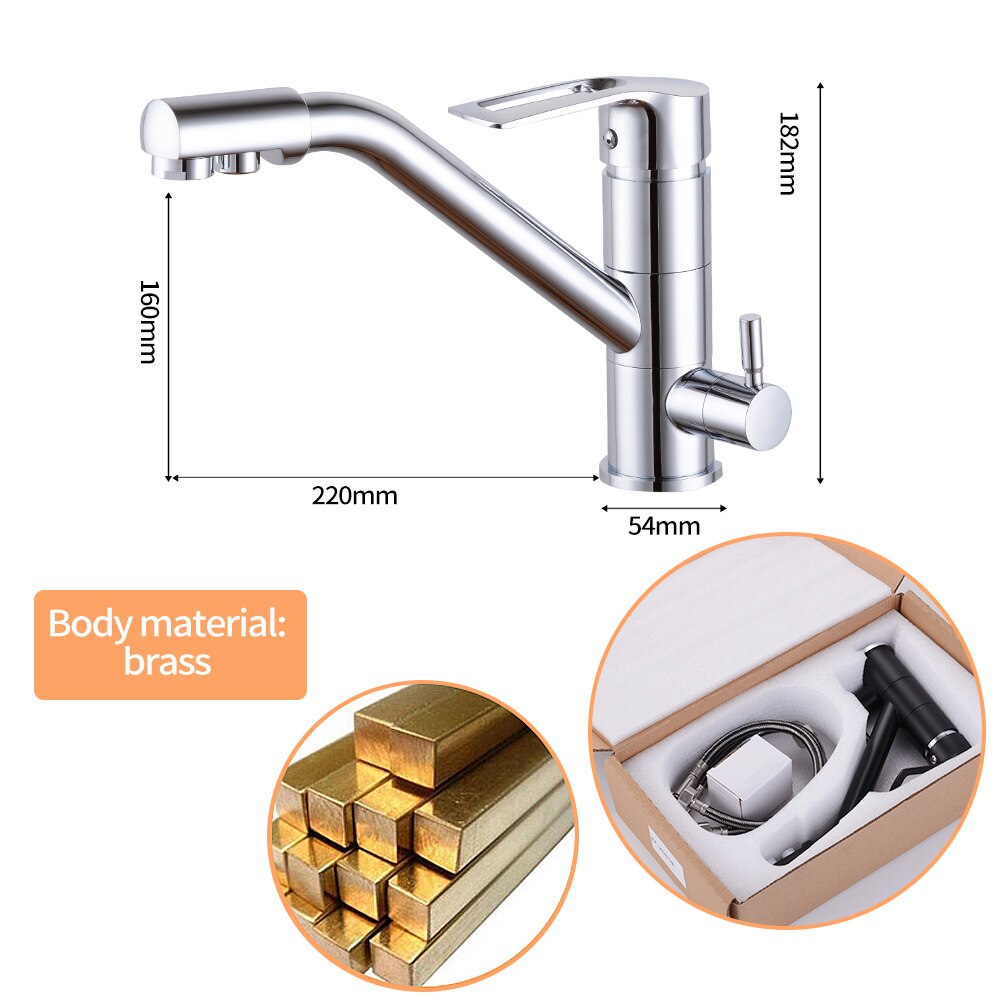 Filter Water Kitchen Faucet Swivel Drinking Faucet Dual Spout Purifier Kitchen Faucets Vessel Sink Mixer Tap hot and cold