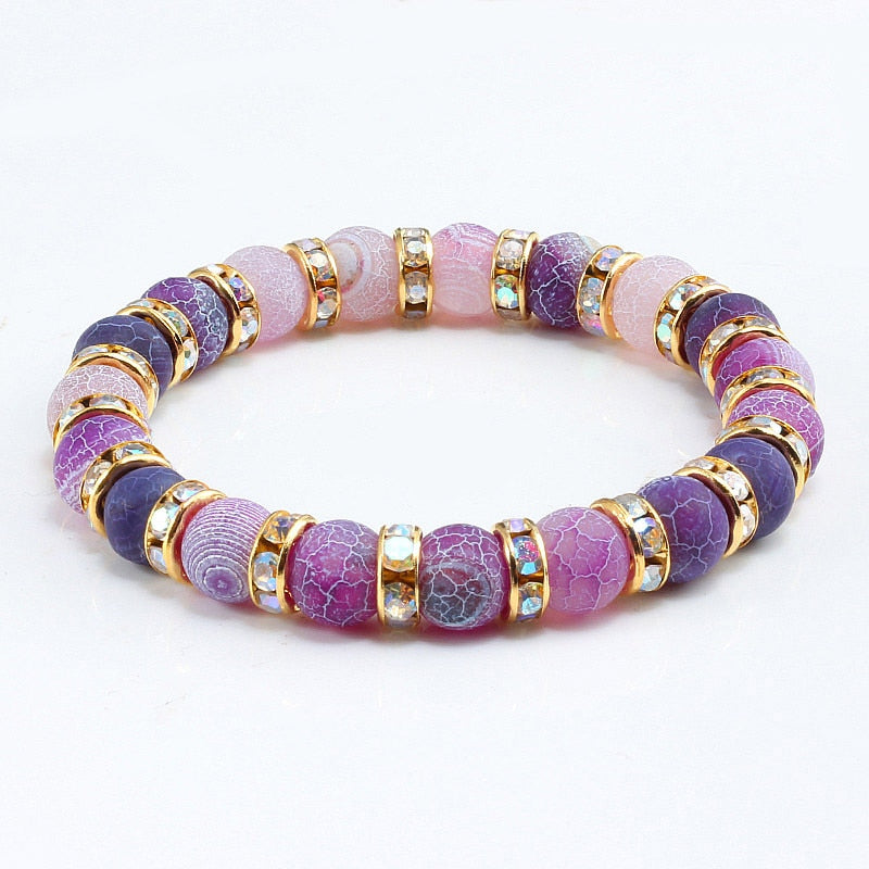 1Pcs Classic Colorful Purple Love Crystal Beaded Chakra Yoga Bracelet Female Natural Stone Beads Bracelets Women Men Jewelry Hot