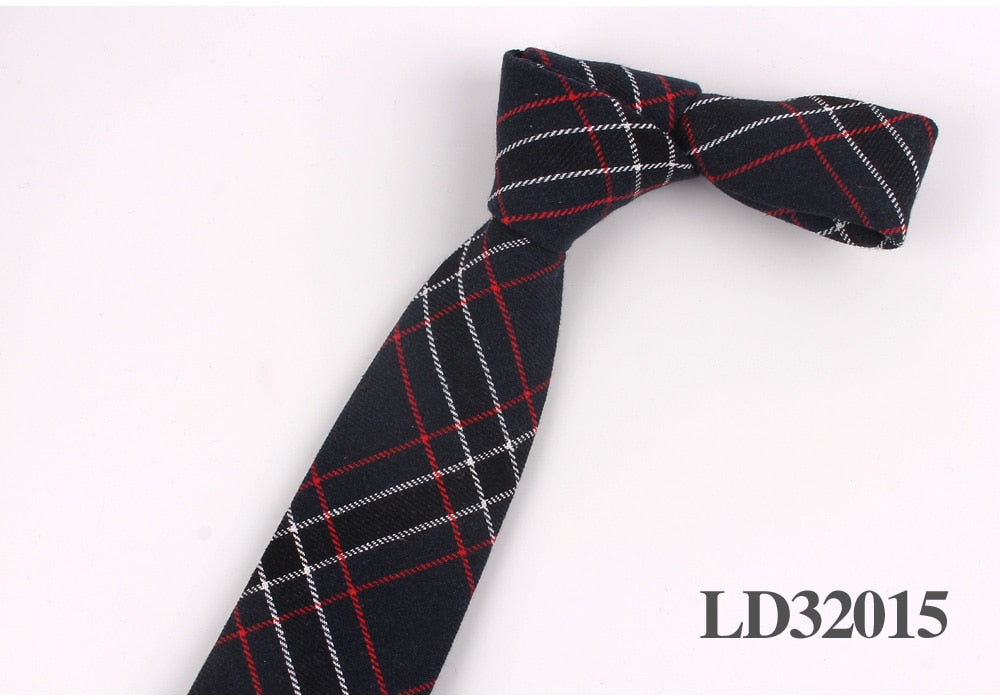 New Plaid Cotton Ties Skinny Causal Neck tie For Men Suits Mens Slim Necktie For Business Cravats 7cm Width Groom Neckties